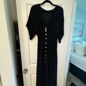 Showpo Black Maxi Dress with Button Detail maxi dress worn once